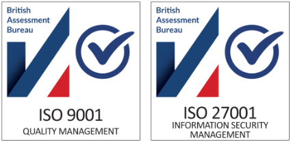 British Assessment Bureau ISO icons - ISO 9001 Quality Management - ISO 27001 Information Security Management